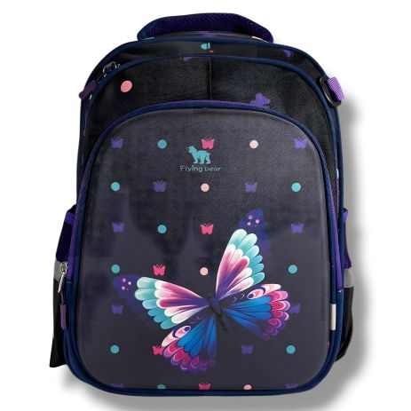 Школьный рюкзак для девочки 22 л, каркасный, с принтом Бабочка