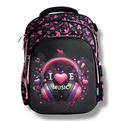Школьный рюкзак для девочки с рисунком Наушники, жесткий корпус, 22 л