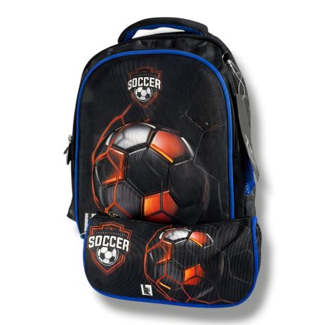 Школьный рюкзак для мальчика с пеналом, компактный, прочный и удобный, принт Мячик 2