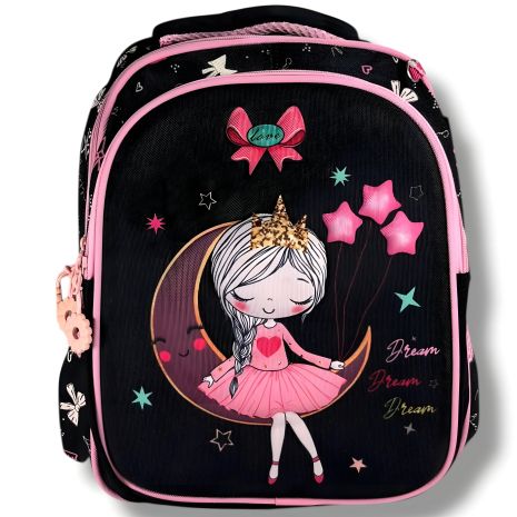 Шкільний рюкзак для дівчаток з принтом балерини, чорний, місткий та легкий