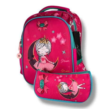Школьный рюкзак для девочек с принтом балерины, розовый, вместительный и легкий