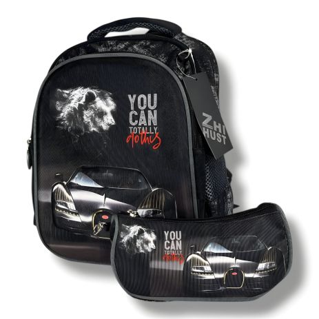 Школьный рюкзак с принтом суперкара для мальчиков 1-4 классов, вместительный и легкий, на 3 отделения