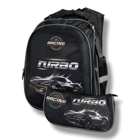 Каркасний рюкзак для хлопчиків 6–9 років, принт Машинка 2 (комплект з пеналом)