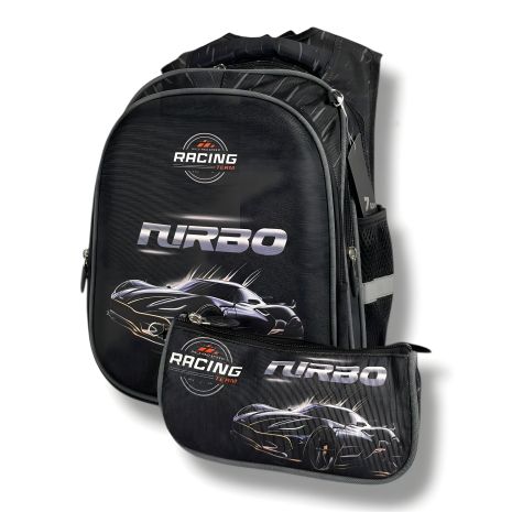 Каркасний рюкзак для хлопчиків 6–9 років, принт Машинка 2 (комплект з пеналом)