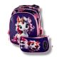 Шкільний рюкзак з принтом єдинорога для дівчаток, пенал у комплекті, фіолетовий, на 3 відділення
