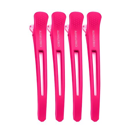 Парикмахерские клипсы-зажимы для волос "утка" плоские пластик/металл 11 см CIRETIVITY малиновые 4 предмета