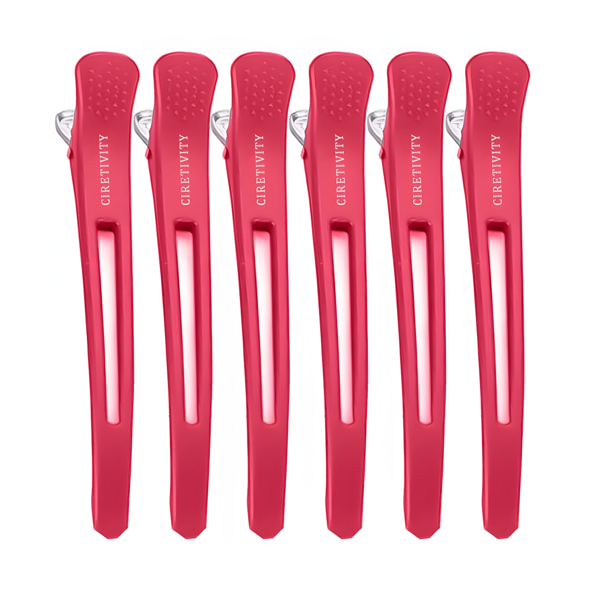 Пластиково-металлические парикмахерские клипсы-зажимы для волос "утка" 11 см, красные, CIRETIVITY, 6 шт Пластиково-металлические парикмахерские клипсы-зажимы для волос "утка" 11 см, красные, CIRETIVITY, 6 шт