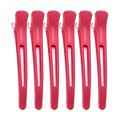 Перукарські кліпси-затискачі для волосся червоні "качка" плоскі 11 см, 6 шт CIRETIVITY