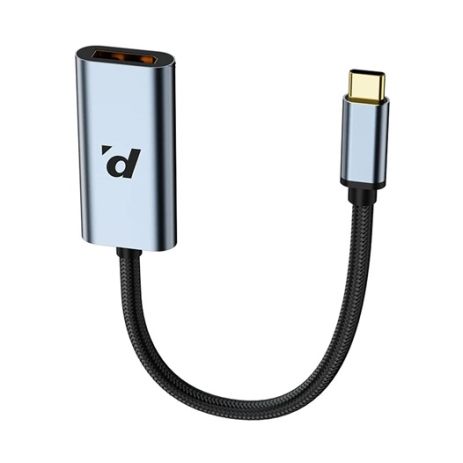 Адаптер Gopala USB Type-C to DisplayPort (F) 8K@60Hz 4K@144Hz Metal Shell, Nylon Braided Cable [Thunderbolt 3/4 Compatible] Black-Grey TD8FMNK
