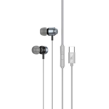 Дротові вакуумні навушники Hoco M122, Type-C, metal gray