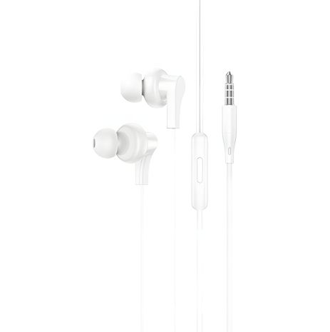 Дротові навушники Hoco M114, вакуумні, із мікрофоном, 1.2m, білі