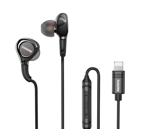 Дротові навушники REAMX RM-655i, Lightning, Metal Wired Earphone for Music & Call, 1.2M, grey Дротові навушники REAMX RM-655i, Lightning, Metal Wired Earphone for Music & Call, 1.2M, grey