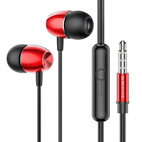 Дротові навушники Borofone BM57 Platinum, 3.5mm, 1.2m, Червоний