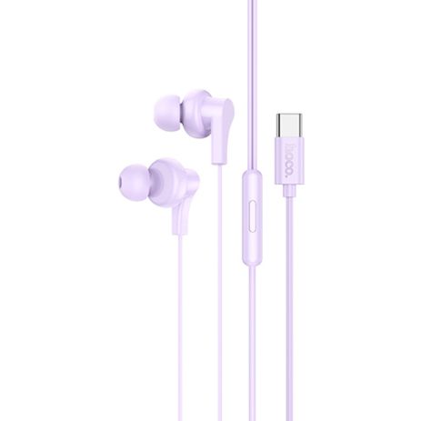 Дротові навушники Hoco M114, вакуумні, Type-C, з мікрофоном, 1.2m, purple
