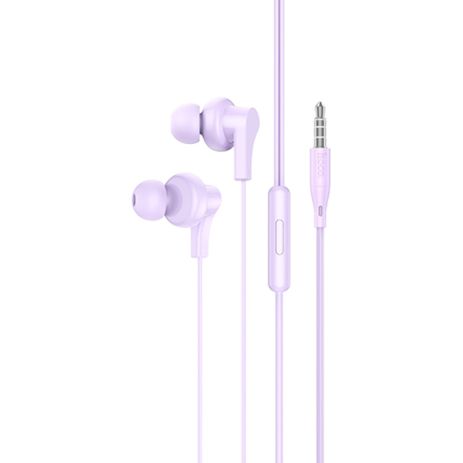 Дротові навушники Hoco M114, вакуумні, із мікрофоном, 1.2m, purple