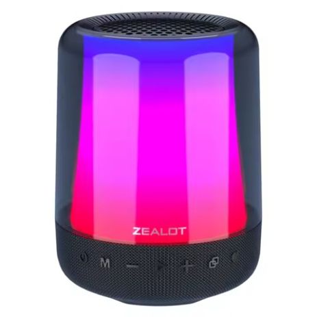 Портативна Bluetooth колонка ZEALOT S66, з LED підсвічуванням, IPX5, USB, AUX, TF, BT5.2, 24W, 5200mAh, 24h, Black