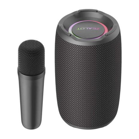 Портативна Bluetooth колонка ZEALOT S61M, з LED підсвічуванням, мікрофон, IPX4, BT5.2, USB, AUX, TF, 20W, 4400mAh, 4h, Black