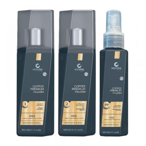 Набір колагену Honma Tokyo Coffee Premium Collagen для випрямлення волосся, 300/300/150 мл (заводські)