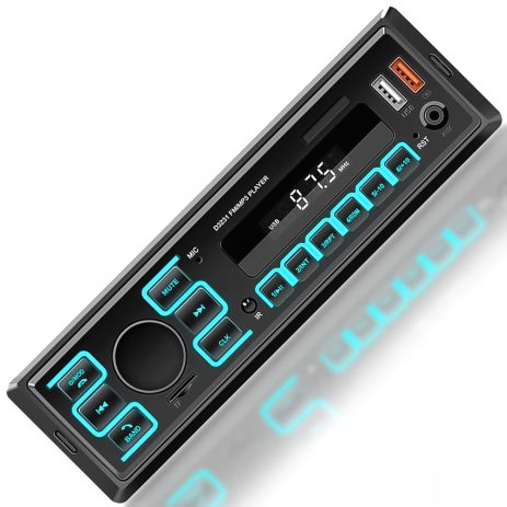 Автомагнітола 1DIN Podofo A3862 з FM, Bluetooth, голосовим помічником | автомобільний MP3 плеєр з радіо в машину, AUX, USB, стерео, керування з додатку, black