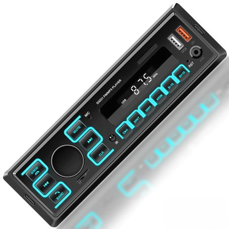 Автомагнітола 1DIN Podofo A3862 з FM, Bluetooth, голосовим помічником | автомобільний MP3 плеєр з радіо в машину, AUX, USB, стерео, керування з додатку, black