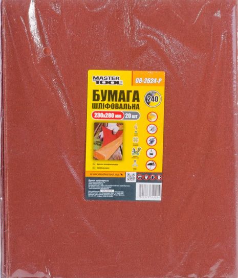 Бумага шлифовальная водостойкая Р240 230×280 мм 20 шт MASTERTOOL 08-2624-Р Бумага шлифовальная водостойкая Р240 230×280 мм 20 шт MASTERTOOL 08-2624-Р