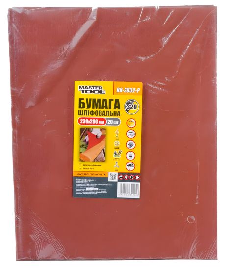 Шлифовальная водостойкая бумага Р320 230×280 мм 20 шт MASTERTOOL 08-2632-Р