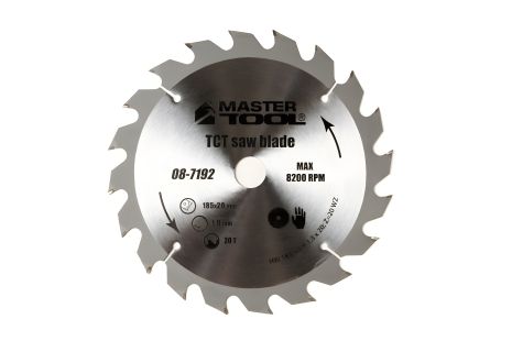 Диск пильний для дерева з твердосплавними напайками 185×20×20T адаптер 20-16 MASTERTOOL 08-7192 Диск пильний для дерева з твердосплавними напайками 185×20×20T адаптер 20-16 MASTERTOOL 08-7192