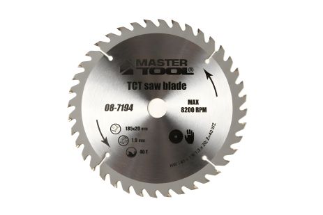 Пильный диск для дерева 185х20х40Т адаптер 20-16 MASTERTOOL 08-7194