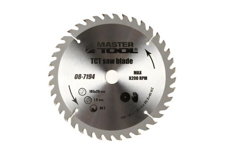 Пильный диск для дерева 185х20х40Т адаптер 20-16 MASTERTOOL 08-7194