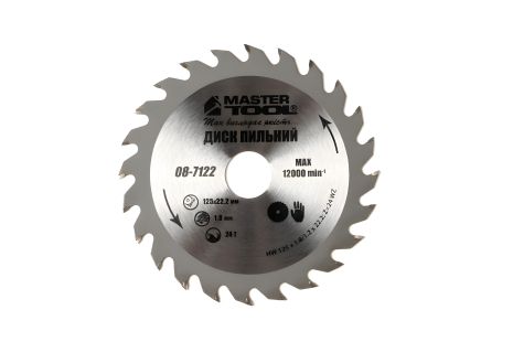 Пильний диск 125х22.2х24Т для дерева, з твердосплавними напайками MASTERTOOL 08-7122