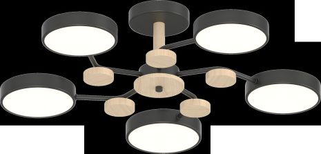 Потолочный светильник XI3310-5 Чёрный+Дерево