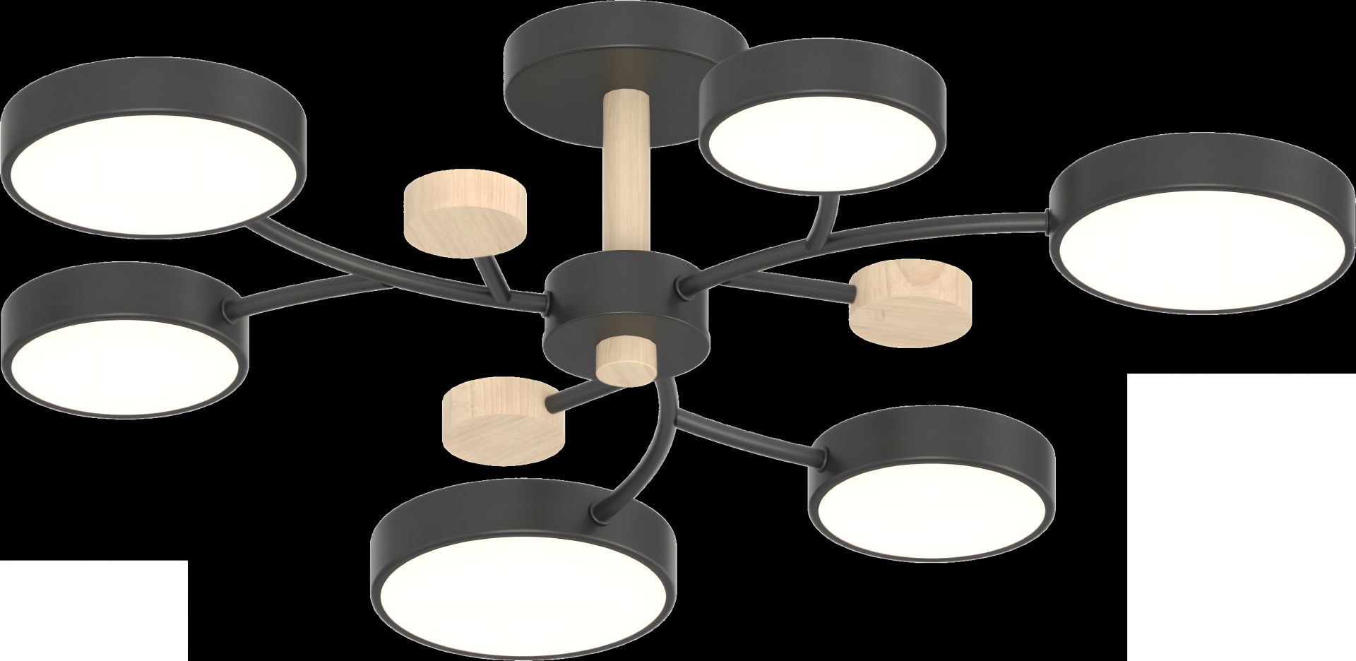 Потолочный светильник IS XI3324-6 Чорний+Дерево Потолочный светильник IS XI3324-6 Чорний+Дерево