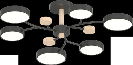 Потолочный светильник INTEREES IS XI3324-6 Черный+Дерево
