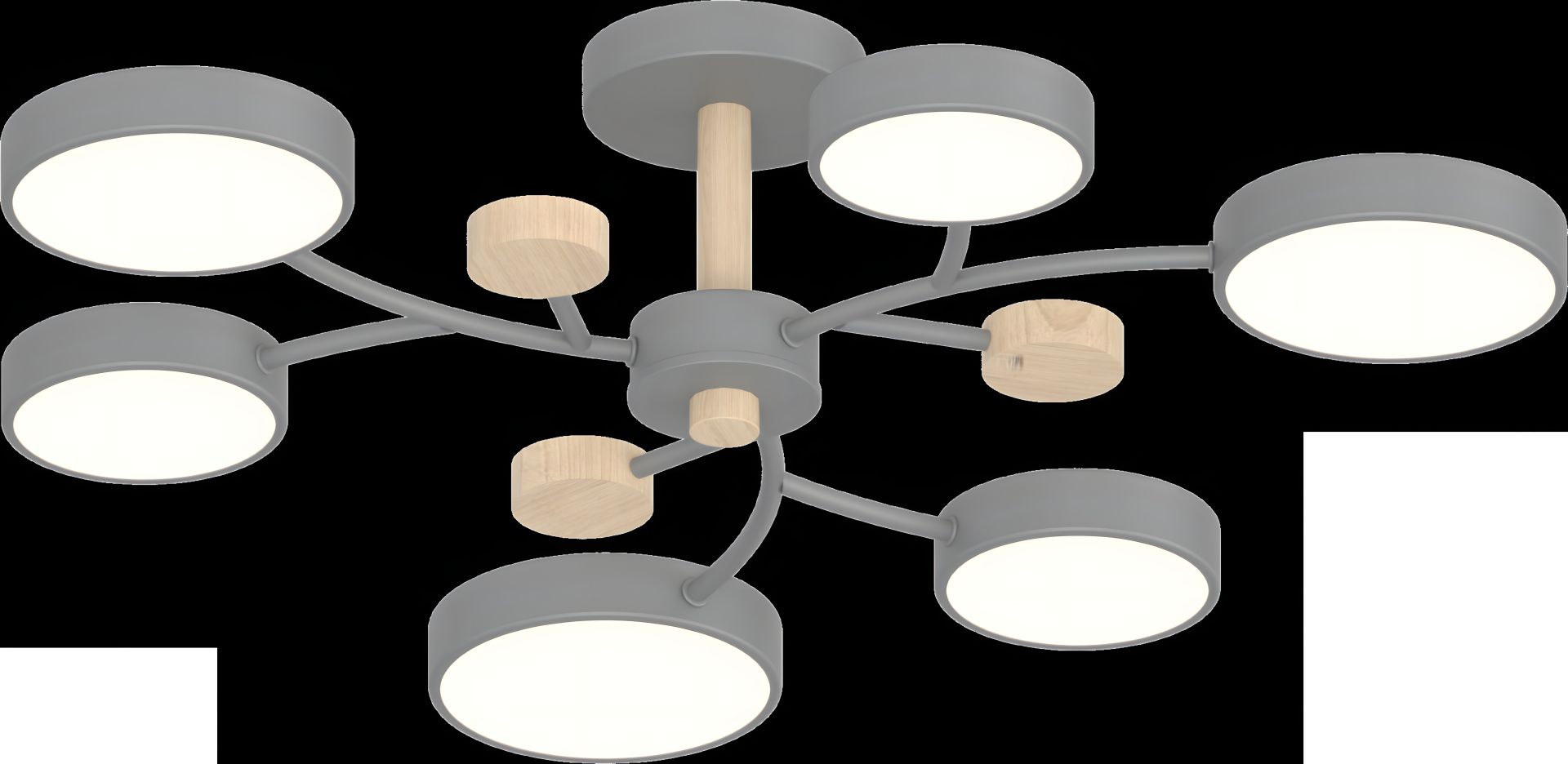 Потолочный светильник IS XI3324-6 серый с деревянными элементами Потолочный светильник IS XI3324-6 серый с деревянными элементами