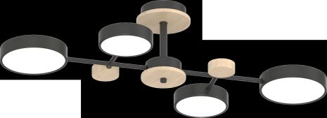 Потолочный светильник XI3328-4 Черный+Дерево