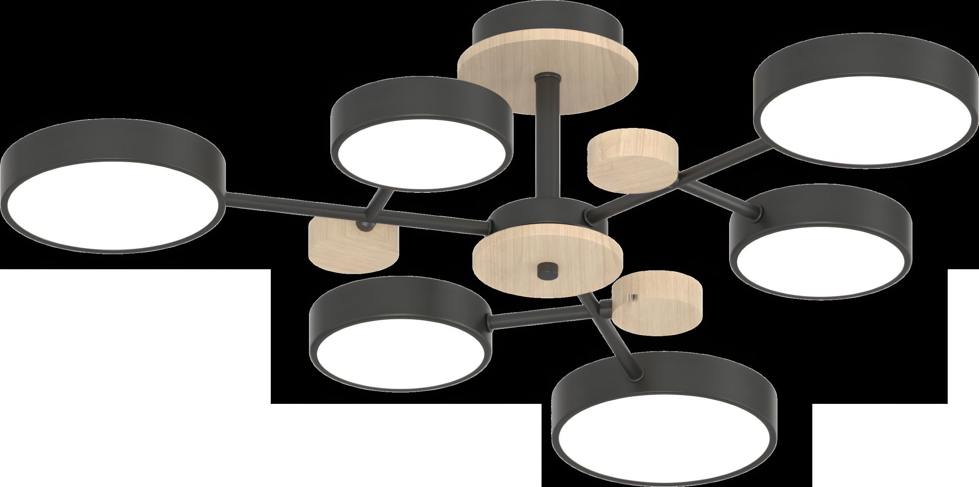 Стельовий світильник IS XI3328-6 Чорний+Дерево Стельовий світильник IS XI3328-6 Чорний+Дерево