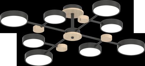 Потолочная лампа XI3328-8 Черный + Дерево