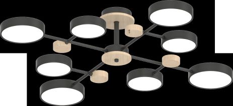 Світильник стельовий XI3328-8 Чорний + Дерево Світильник стельовий XI3328-8 Чорний + Дерево