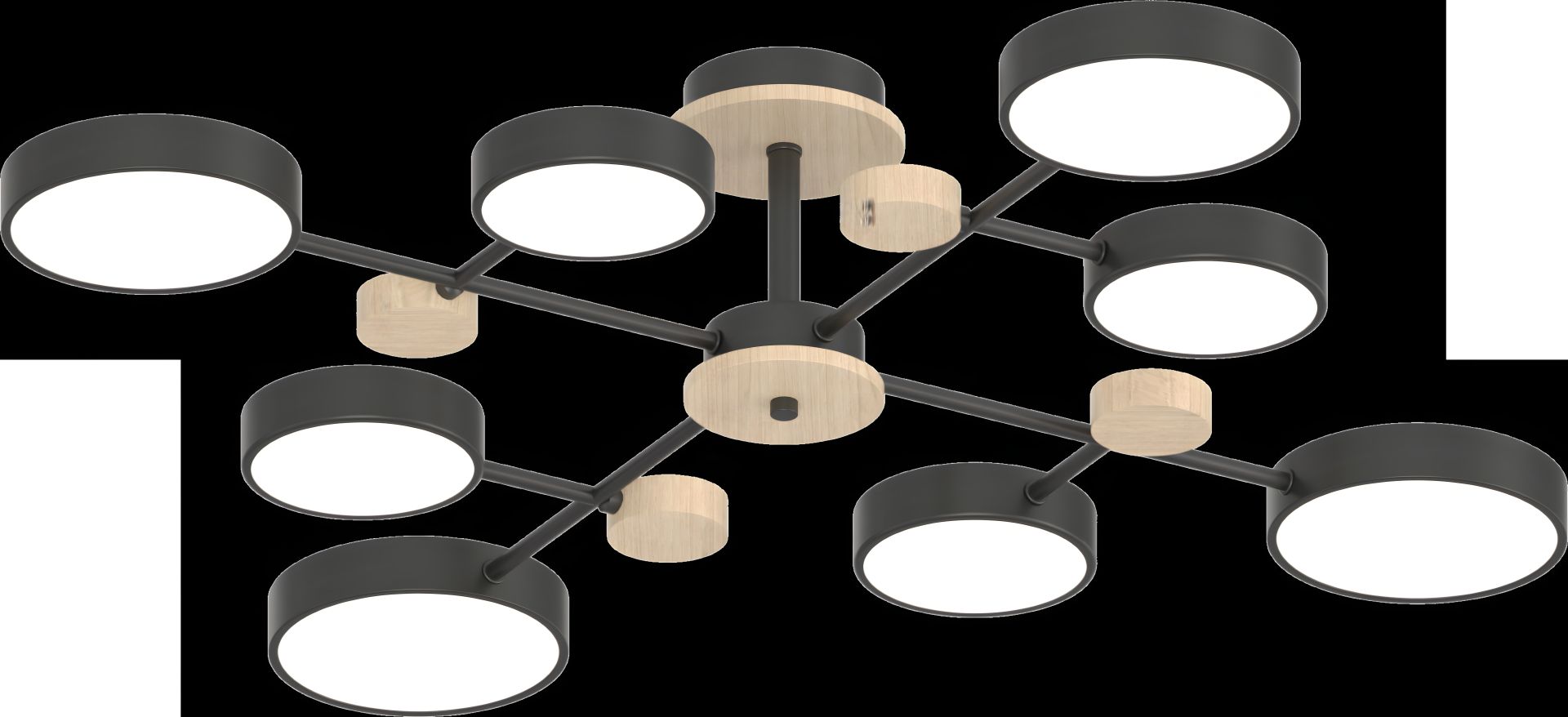 Світильник стельовий XI3328-8 Чорний + Дерево Світильник стельовий XI3328-8 Чорний + Дерево