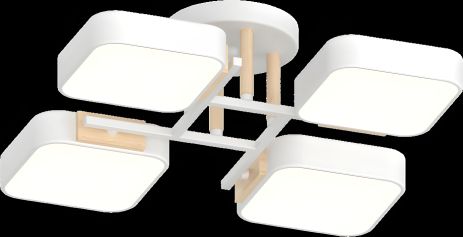 XI3352-4-L - Люстра белая с элементами дерева (модель XI3352-4)