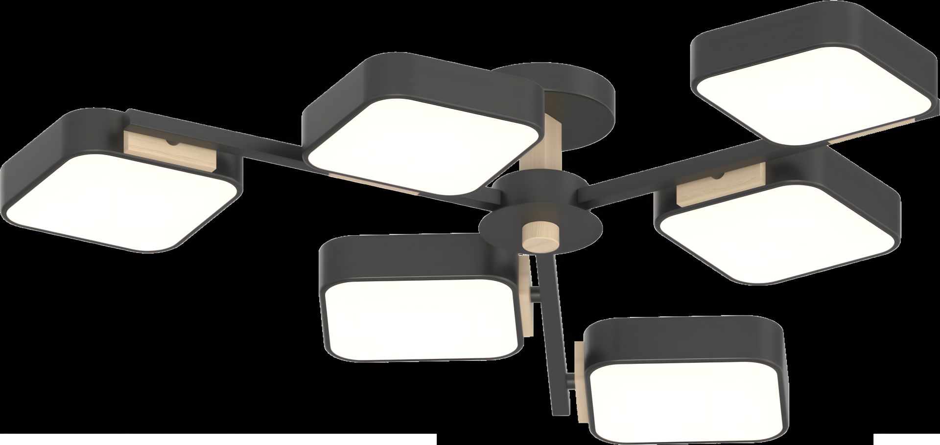 Чорна люстра XI3361-6 з дерев'яними елементами Чорна люстра XI3361-6 з дерев'яними елементами