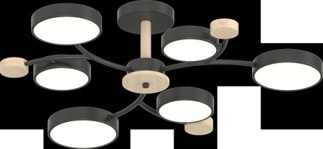 Светильник потолочный XI3336-6 Чёрный + Дерево