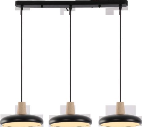 Подвесная люстра XI3342-3 черный + дерево, стиль минимализм