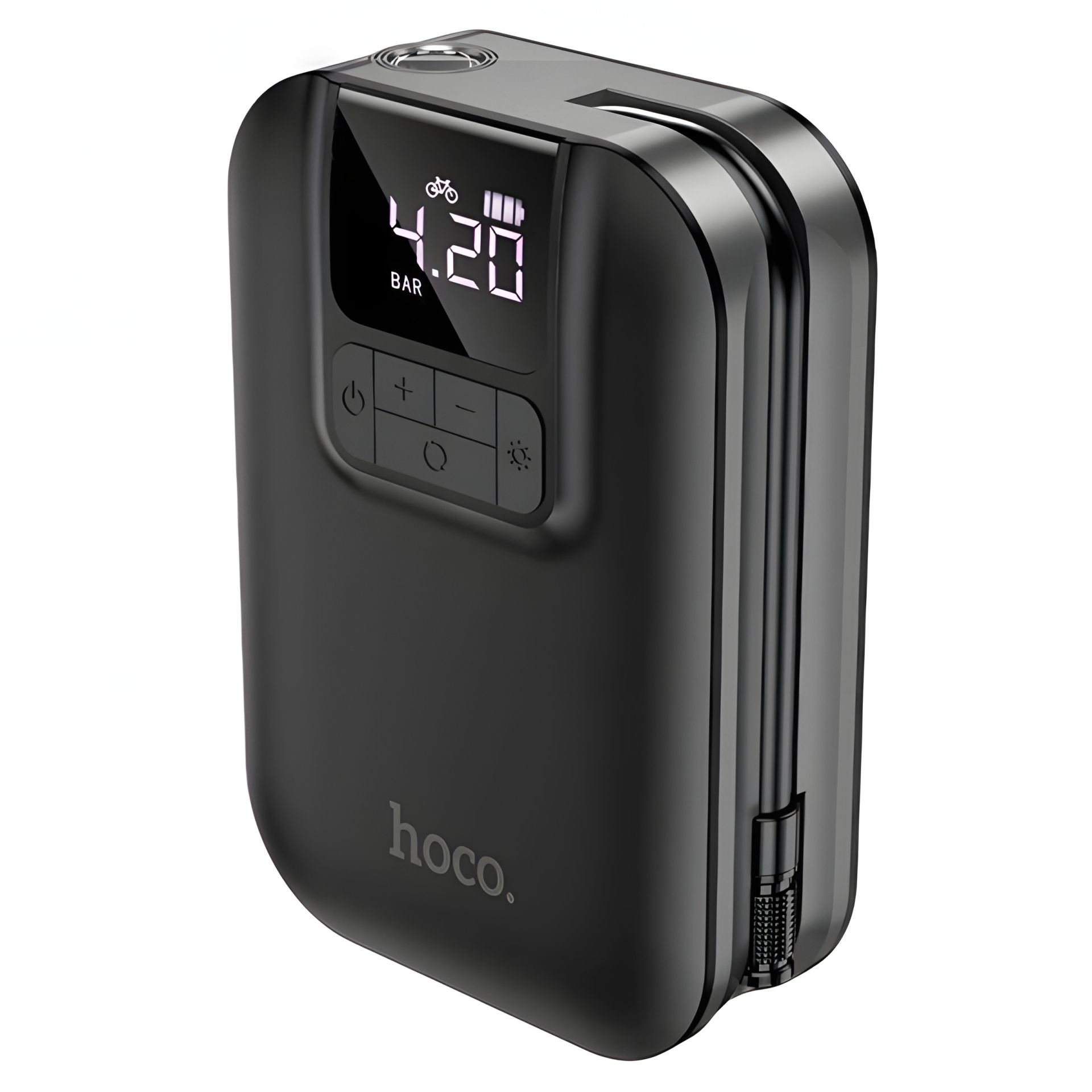 Автомобільний насос HOCO S53 Breeze portable smart air pump, 150PSI, 5000mAh, Black Автомобільний насос HOCO S53 Breeze portable smart air pump, 150PSI, 5000mAh, Black