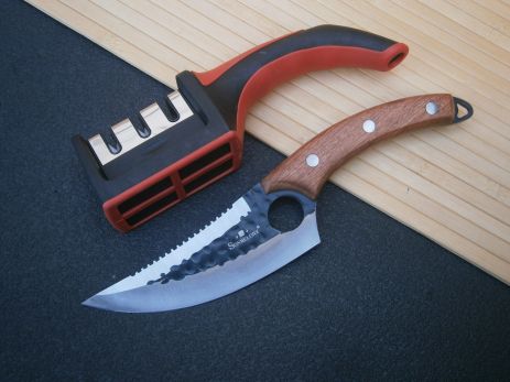 Ніж кухарський Sonmelony Chef RT-20 фултанг з серейтором 27 см + подарунок Точилка для ножів Sharpener RS-16