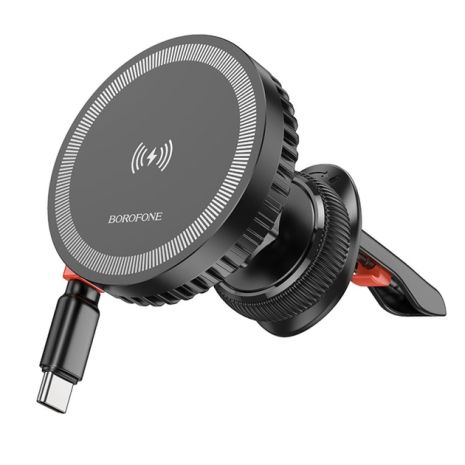 Автодержатель Borofone BH207 Mona Magnetic Wireless 15W Черный