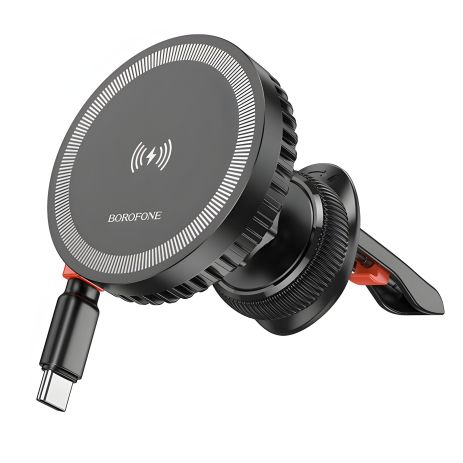 Автотримач Borofone BH207 Mona Magnetic Wireless, 15W, Чорний Автотримач Borofone BH207 Mona Magnetic Wireless, 15W, Чорний