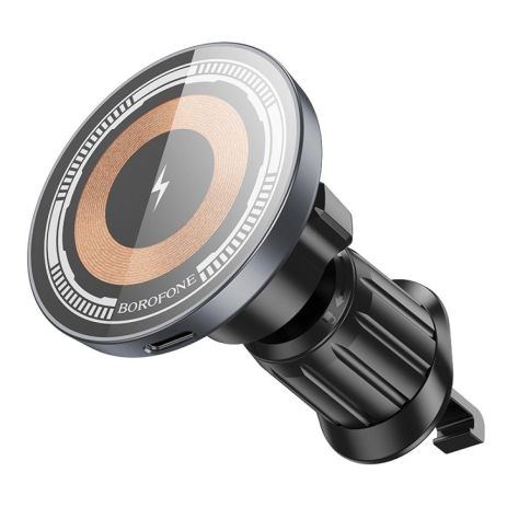 Автодержатель с беспроводной зарядкой Borofone BH211 Riley Magnetic Wireless 15W Черный