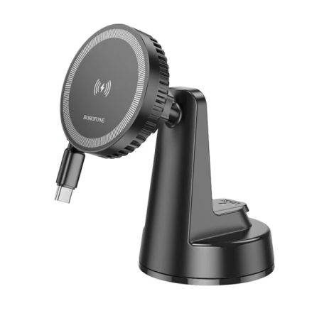 Автодержатель Borofone BH208 Mona Magnetic Wireless 15W Черный