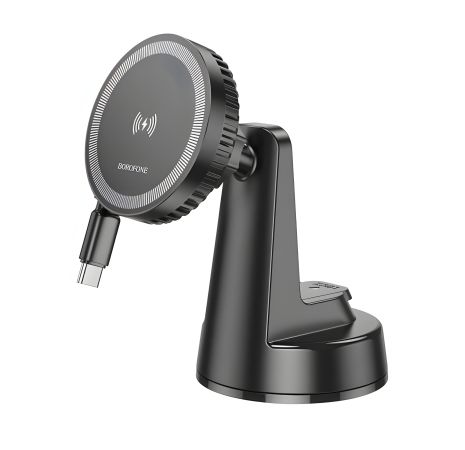 Автотримач Borofone BH208 Mona Magnetic Wireless, 15W, чорний